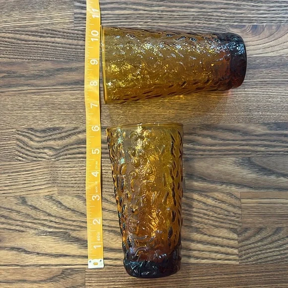 Vintage Set of 2 Anchor Hocking Milano Amber Drinking Glasses - Picture 2 of 4